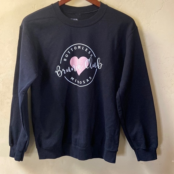 Tops - Sz S Troika Black Crewneck Cozy “Bottomless Mimosas Brunch Club” Sweatshirt